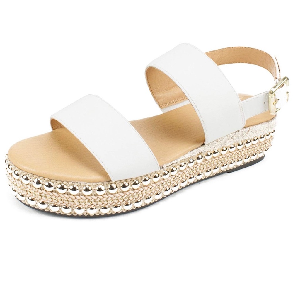 White studded platform sandals